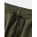 Mens Solid Applique Cotton Drawstring Cuff Cargo Pants With Multi Pockets