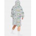 Mens Cartoon Animal Print Reversible Oversized Blanket Hoodie Home Sleepwear Robes With Pocket